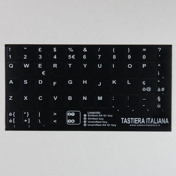 Adesivi Fondo Nero Lettere Bianche 13.5mmx13.5mm Italiano