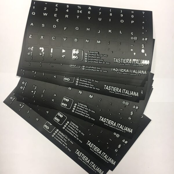 Adesivi Fondo Nero Lettere Bianche 13.5mmx13.5mm Italiano