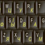 Adesivi Russo/Ucraino Fondo Trasparente Lettere Gialle