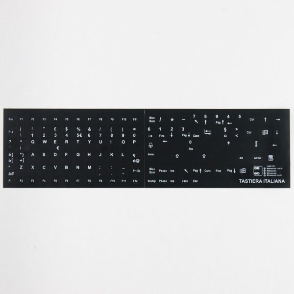 Adesivi Italiano Fondo Nero Lettere Bianche complete - 11,5x13mm