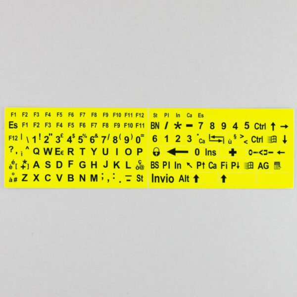 Adesivi Tastiera Italiano Fondo Giallo - per ipovedenti