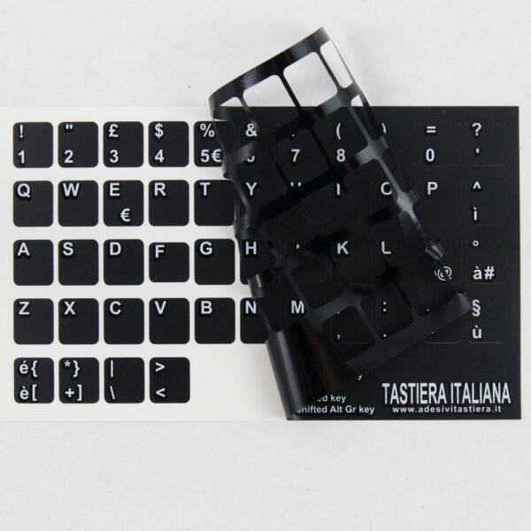 Adesivi Italiano Fondo Nero Lettere Bianche 11.5mmx12mm