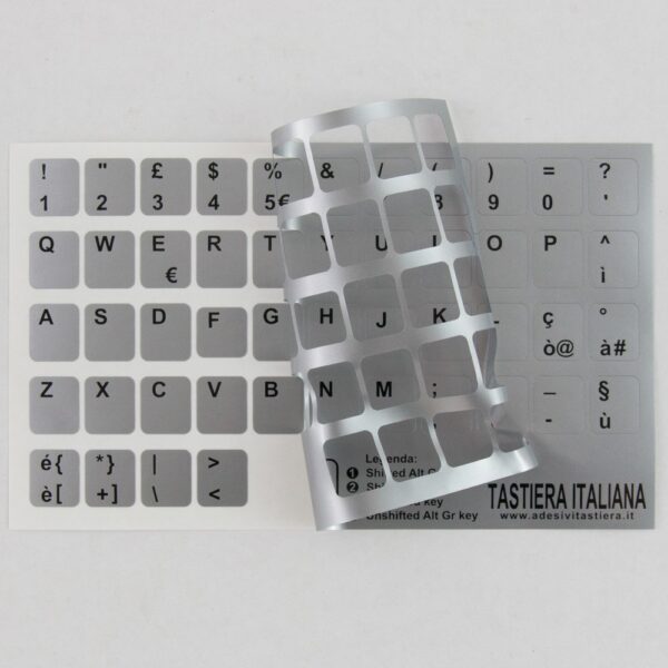 Adesivi Italiano Fondo Silver Lettere Nere