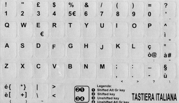 Adesivi Italiano Fondo Grigio Lettere Nere 11,5x12mm