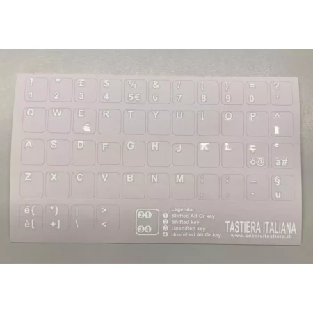 Adesivi Italiano Fondo Grigio Lettere Bianche - 12x12mm