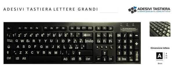 Adesivi Italiano Fondo Nero Lettere Bianche - per ipovedenti