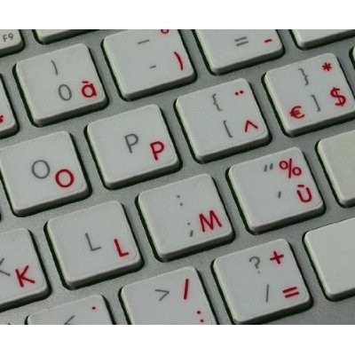 Adesivi Italiano Fondo Trasparente Lettere Rosse - 14x14mm