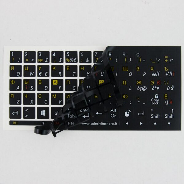 Adesivi Fondo Nero Trilingue: Russo, Ucraino, Italiano