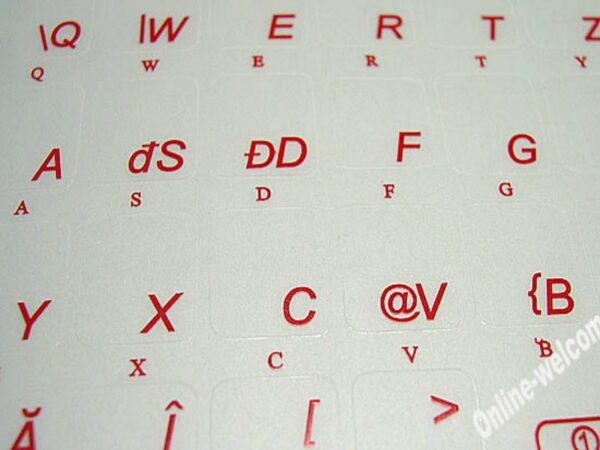 Adesivi Rumeno Fondo Trasparente Lettere Rosse - 12x12mm