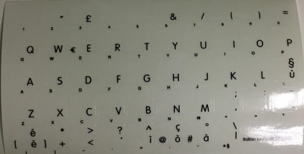 Adesivi Italiano Fondo Trasparente Lettere Nere - 12x12mm