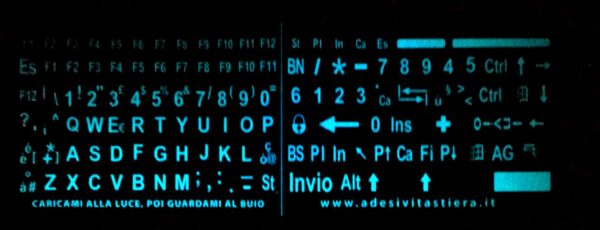 Adesivi Italiano Fosforescenti Colore Blu Lettere Grandi