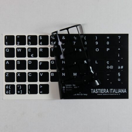 Adesivi Fondo Nero Lettere Bianche 13.5mmx13.5mm Italiano