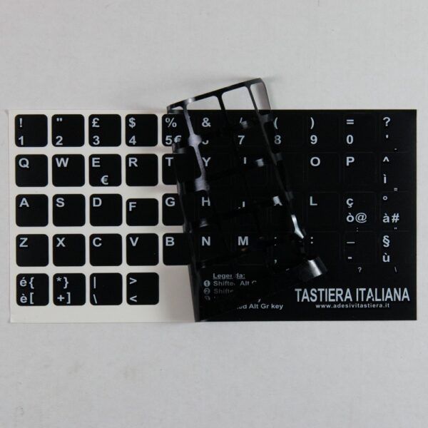 Adesivi Fondo Nero Lettere Bianche 13.5mmx13.5mm Italiano