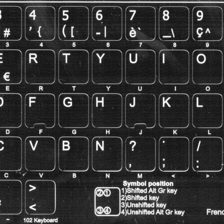 Adesivi Francese Fondo Nero Lettere Bianche - Azerty