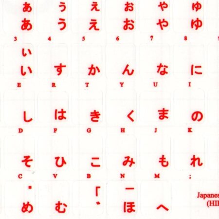 Adesivi Giapponese Hiragana Fondo Trasparente Lettere Rosse
