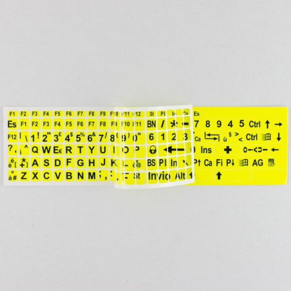 Adesivi Tastiera Italiano Fondo Giallo - per ipovedenti