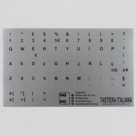 Adesivi Italiano Fondo Silver Lettere Nere
