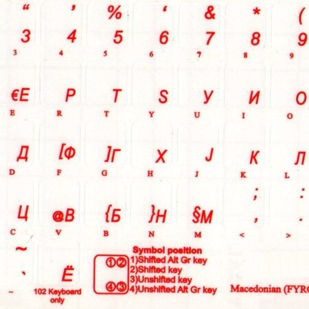 Adesivi Macedone Fondo Trasparente Lettere Rosse - 12x12mm