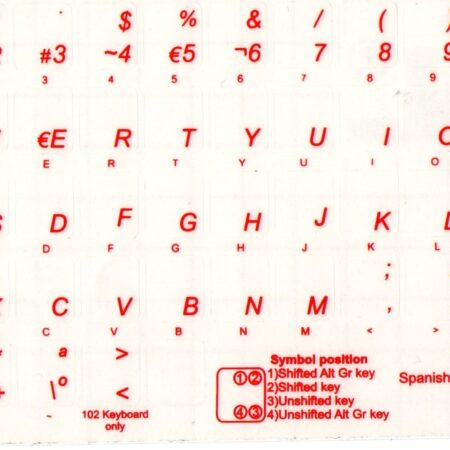 Adesivi Spagnolo Fondo Trasparente Lettere Rosse - 1,2x1,2cm