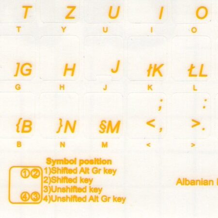 Adesivi Albanese Fondo Trasparente Lettere Gialle - 12x12mm