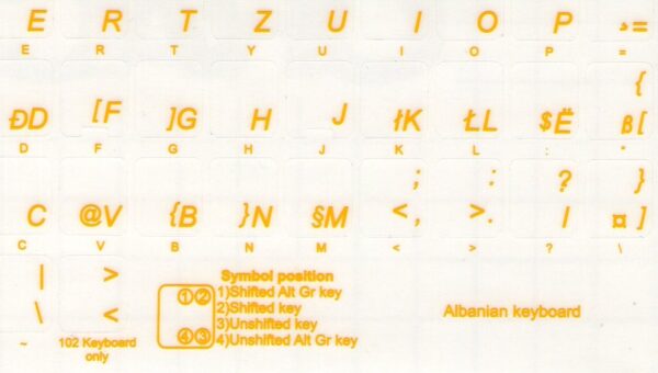 Adesivi Albanese Fondo Trasparente Lettere Gialle - 12x12mm