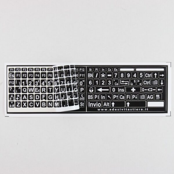 Adesivi Italiano Fondo Nero Lettere Bianche - per ipovedenti