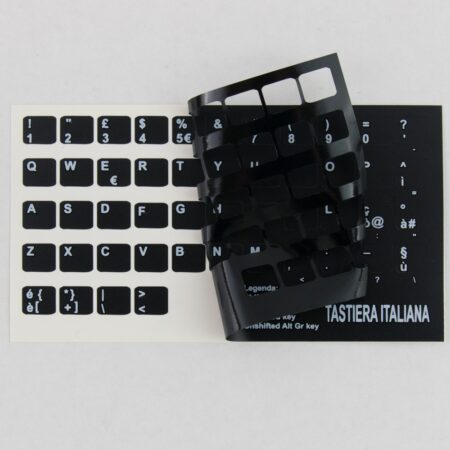 Adesivi Italiano Fondo Nero Lettere Bianche 9,6x11,5mm