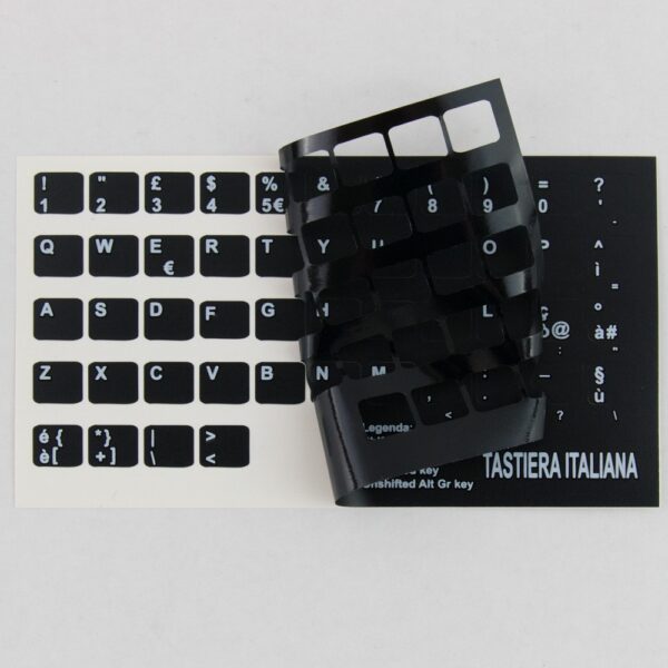 Adesivi Italiano Fondo Nero Lettere Bianche 9,6x11,5mm