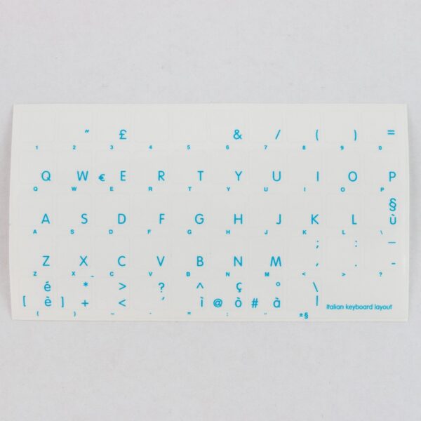 Adesivi Italiano Fondo Trasparente Lettere Blu 11,5x12mm