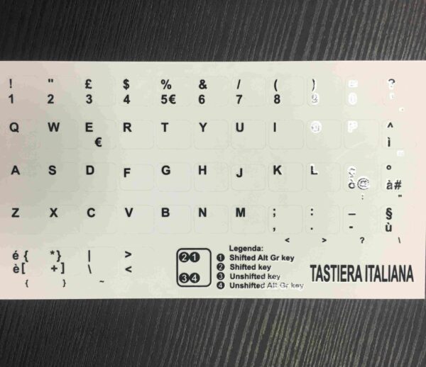 Adesivi Italiano Fondo Nero Lettere Bianche 9,6x11,5mm